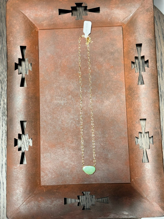 Hada Collection Kingman Turquoise 14K Gold Plate Necklace - Oval 18 inch