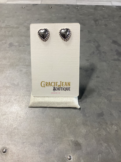 Sterling Silver Concho Heart Earring