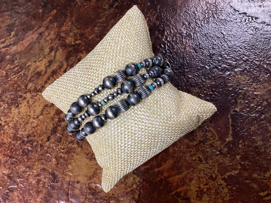 3 Strand Navajo Pearl Bracelet w\stones