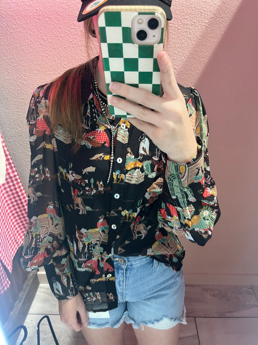 Black Wagon Chiffon Top