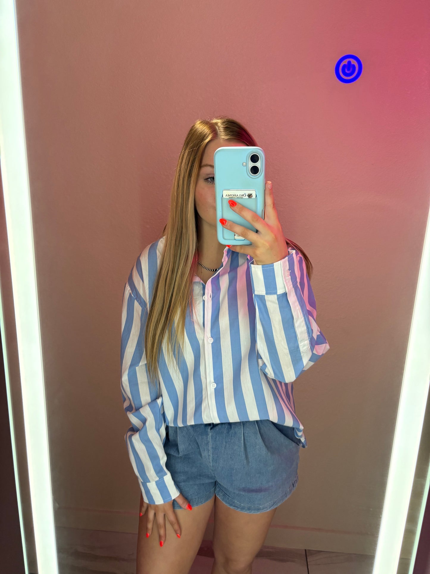 Striped Button Down -Blue
