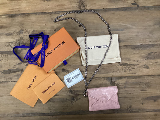 Louis Vuitton Kirigami Pink Card Holder w/Silver Chain Lanyard