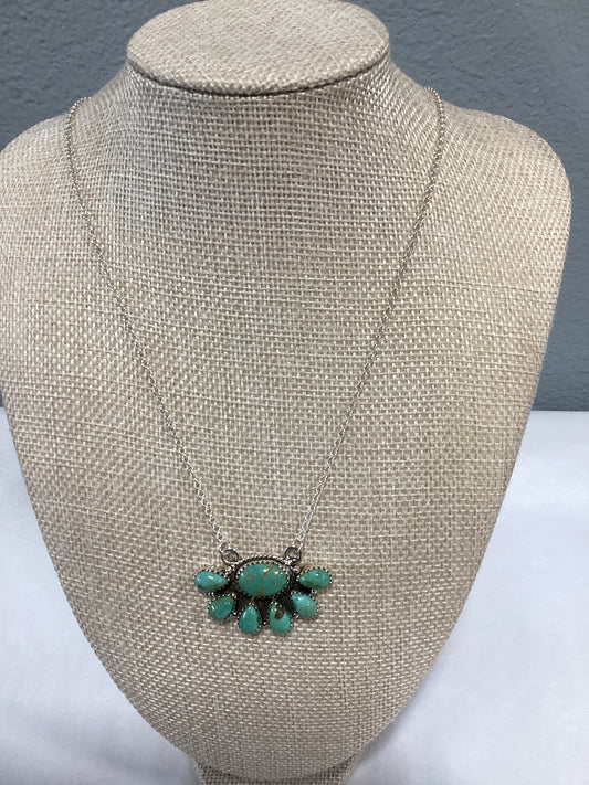 Kingman Turquoise Cluster Necklace