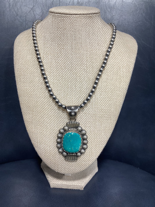 Turquoise Pendant w/Star Details