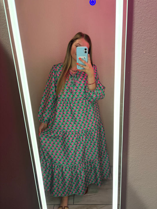 Bohemia Floral Balloon Sleeves Loose Dress