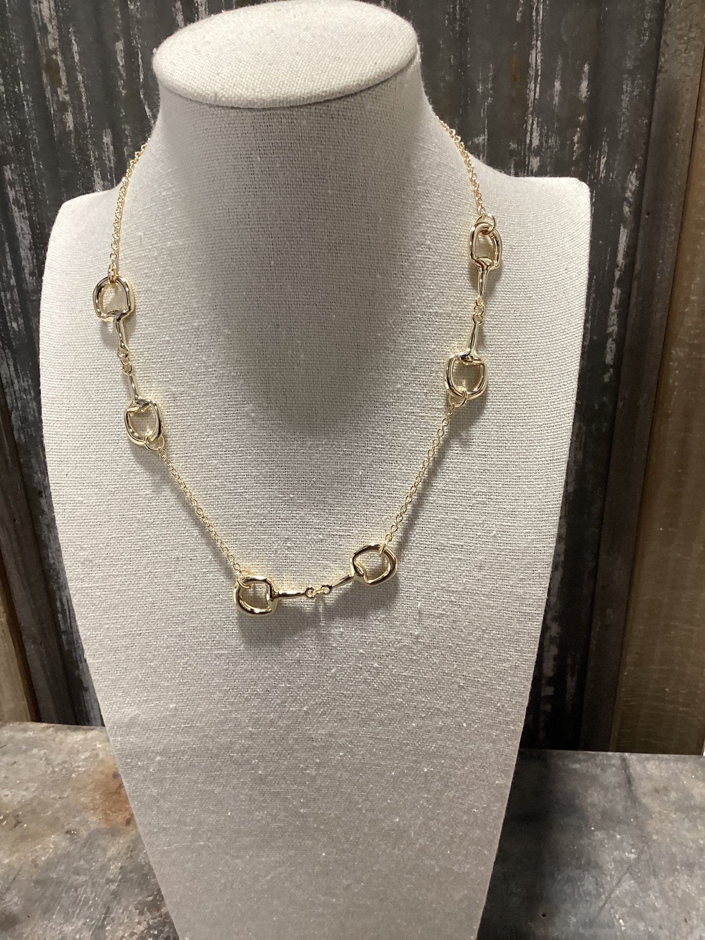 Horse Bit Gold Necklace -17 in