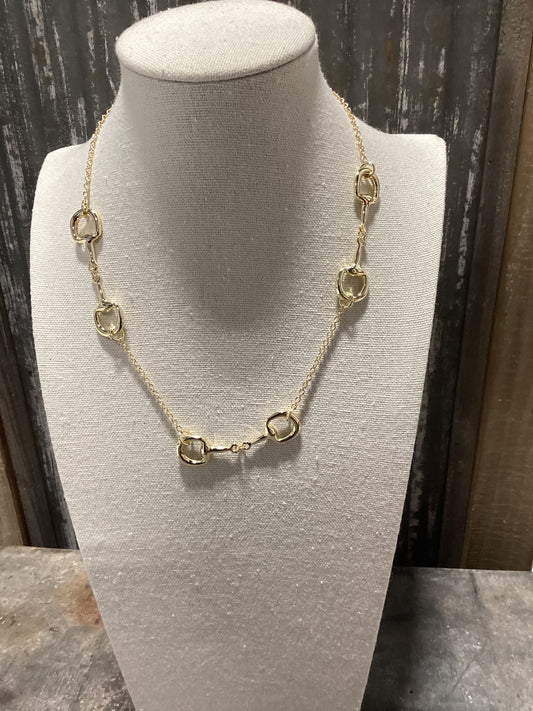 Horse Bit Gold Necklace -17 in
