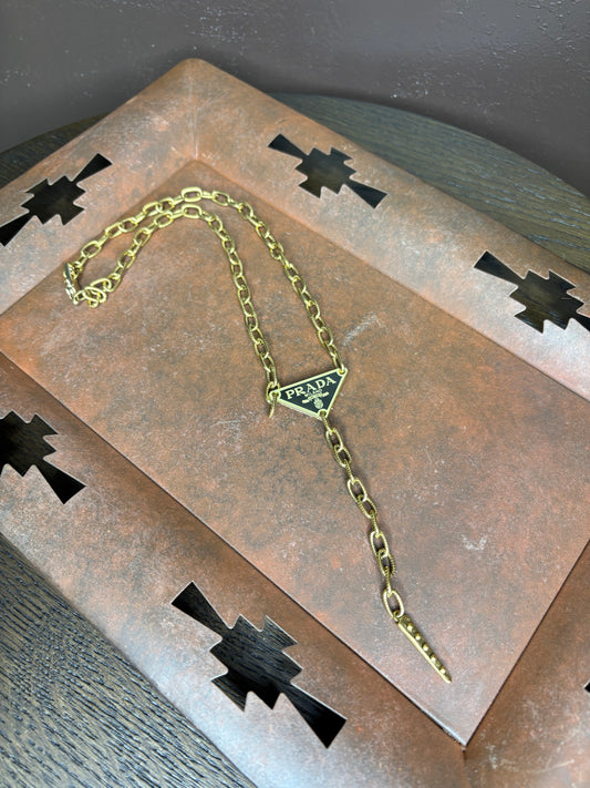 PRADA Lariat Necklace Black/Gold