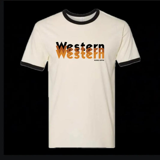 Triple Western Crop Ringer Blk/Natural