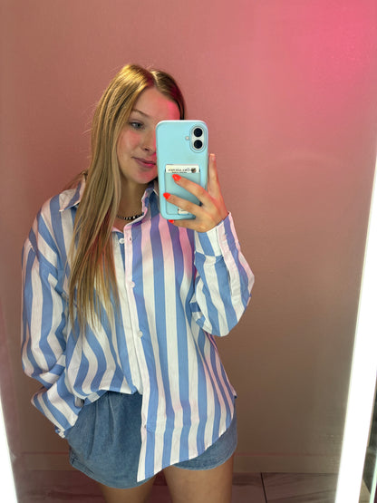 Striped Button Down -Blue