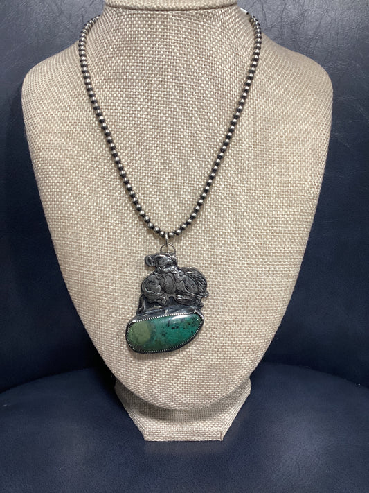 Bronco Pendant and Small Navajo Pearl Set
