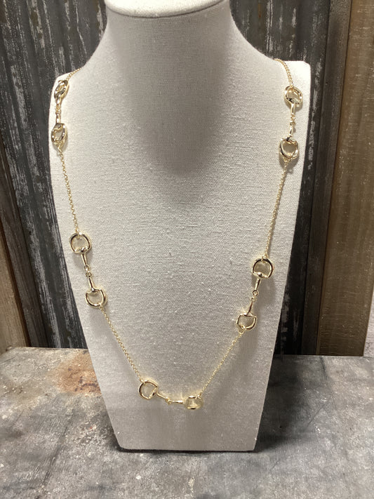 Horse Bit Gold Necklace - 37 in