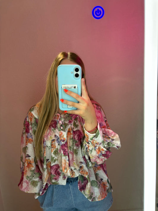 Vintage Floral Button Blouse