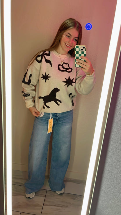 Yee Haw Multi Print Sweater