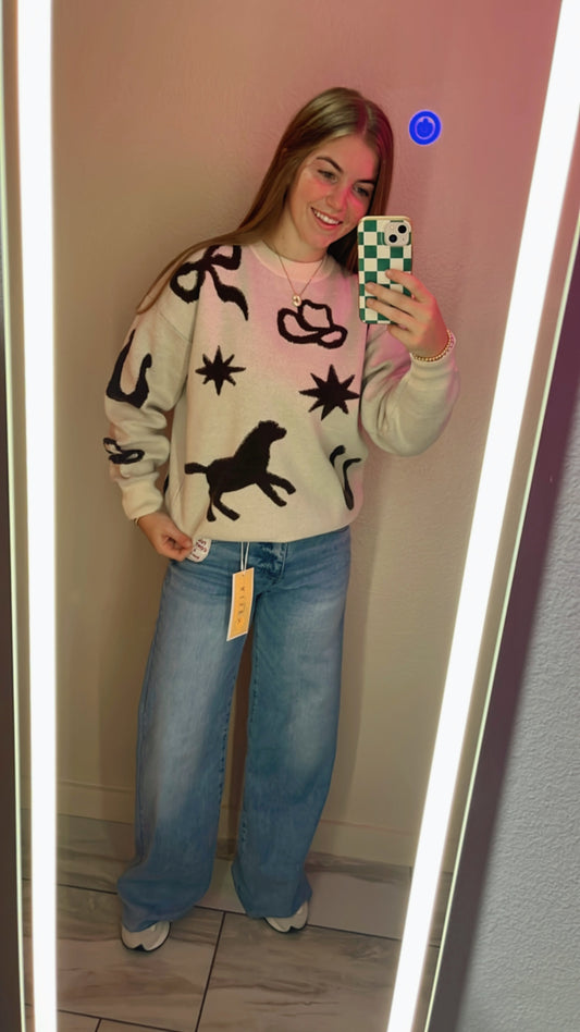 Yee Haw Multi Print Sweater
