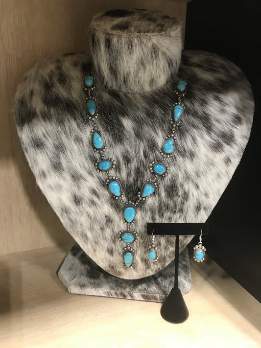 Lariat Necklace and Earrings Set Egyptian TQ