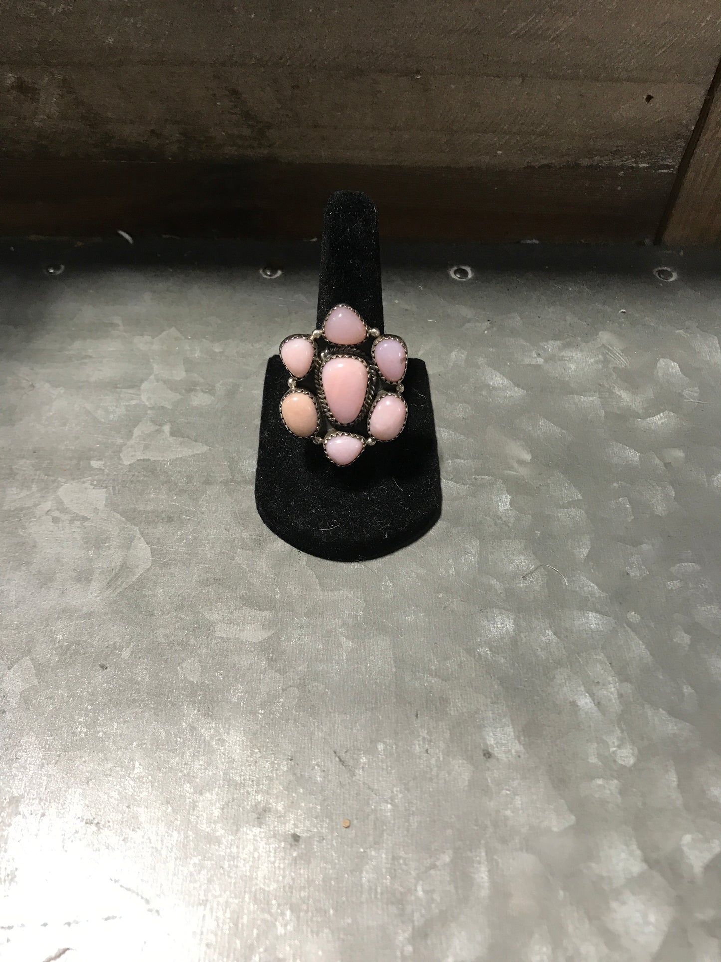 Pink Opal 7 Stone Ring Adjustable