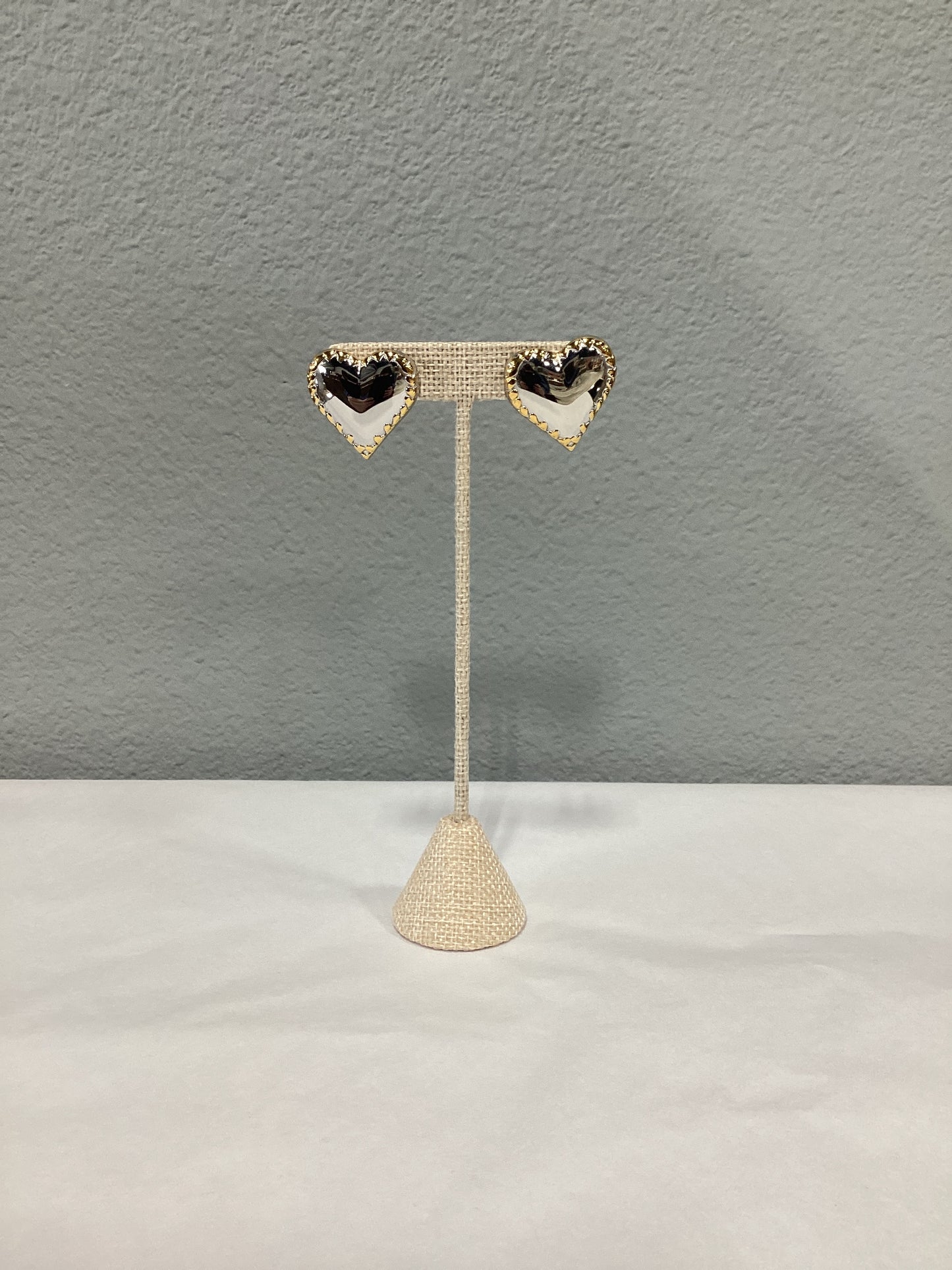 Large Mixed Metal Heart Studs