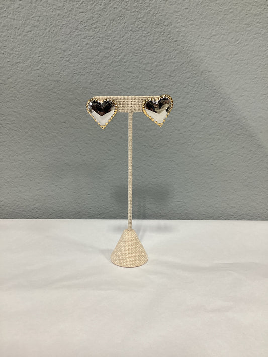 Large Mixed Metal Heart Studs