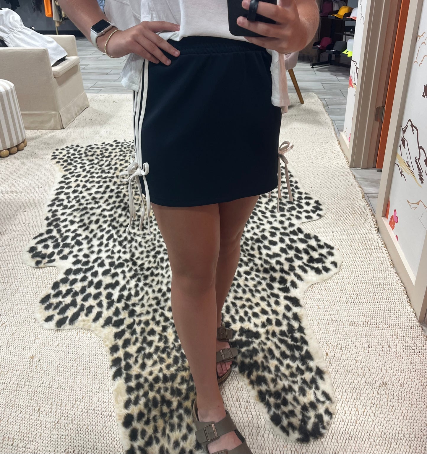 Navy & White Track Mini Skirt