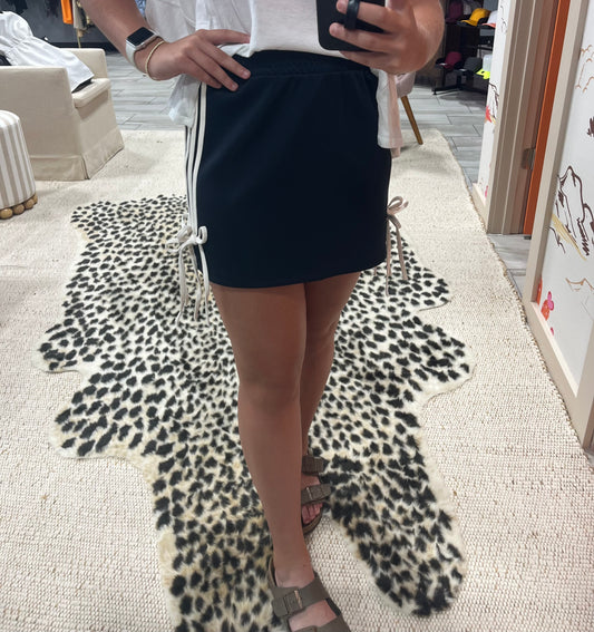 Navy & White Track Mini Skirt