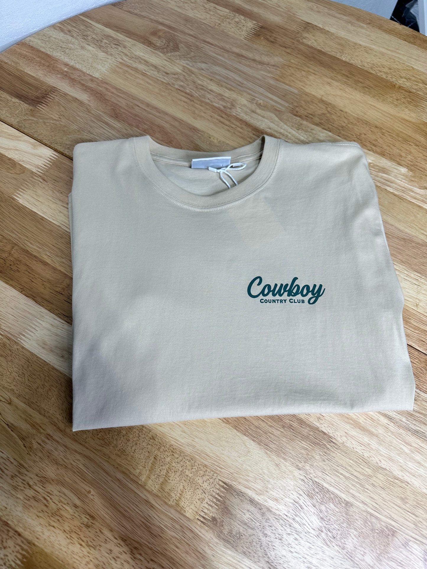 Cursive Club Graphic T-Shirt - Tan