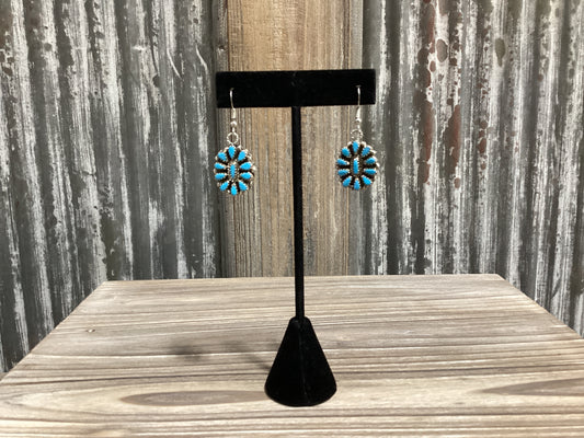Turquoise & White Buffalo Cluster Dangle Earings