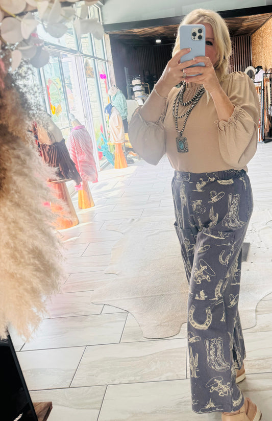 Western Wide Leg Pants