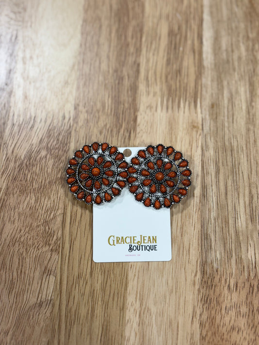 Faux Orange Cluster Earrings