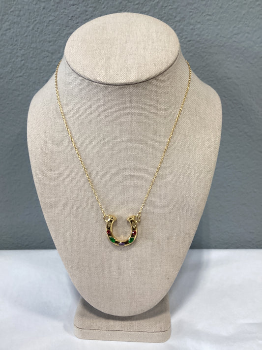 The Lainey Crystal Horseshoe Necklace: Gold