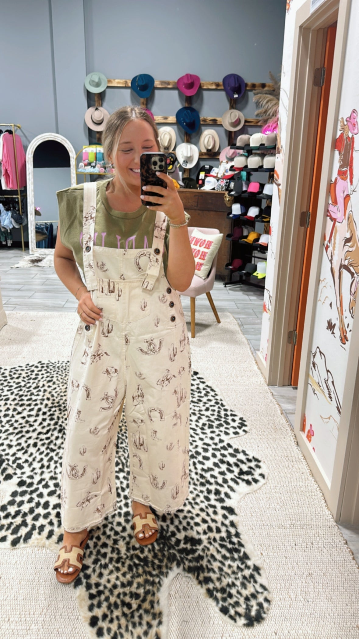 Western Printed Twill Overalls