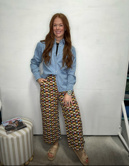 Multi Check Weave Pant
