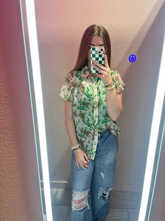 Cactus Cowgirl Flutter Sleeve
