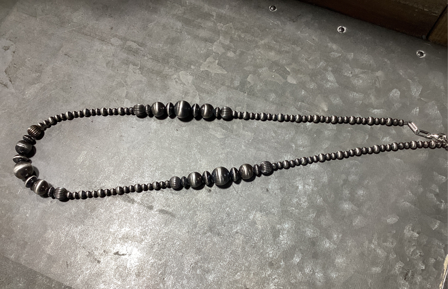 Sterling MS Necklace 24” w/itched Pearls