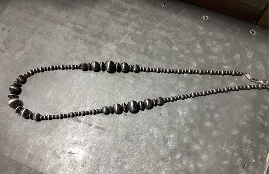 Sterling MS Necklace 24” w/itched Pearls