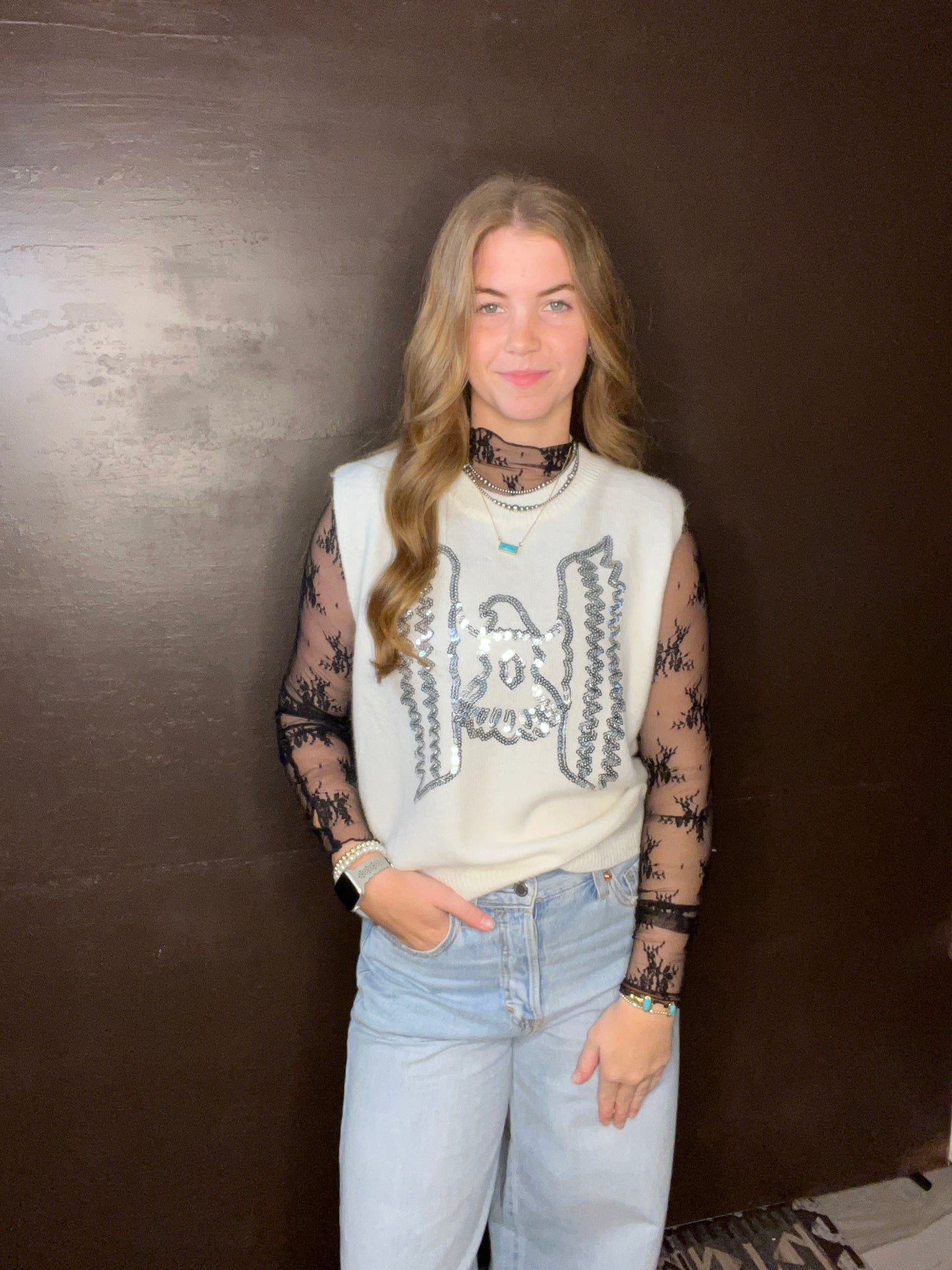 Black Lace Long Sleeve Top