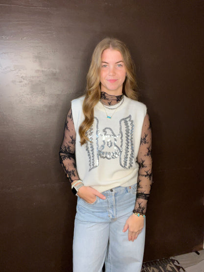 Black Lace Long Sleeve Top