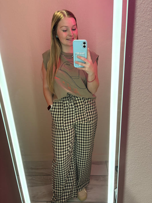 Black Gingham Pants