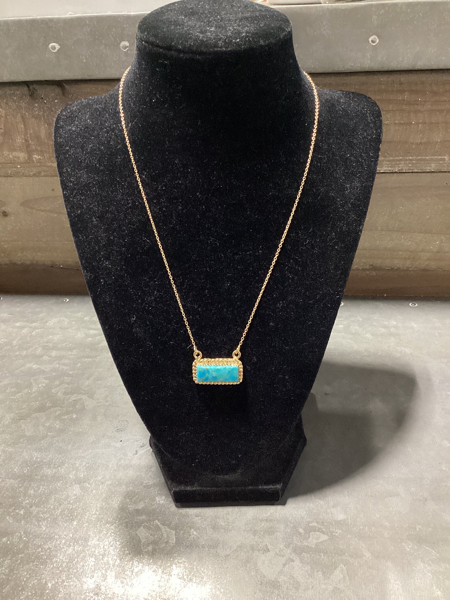 Hada Collection Kingman Turquoise 14K Gold Plate Necklace