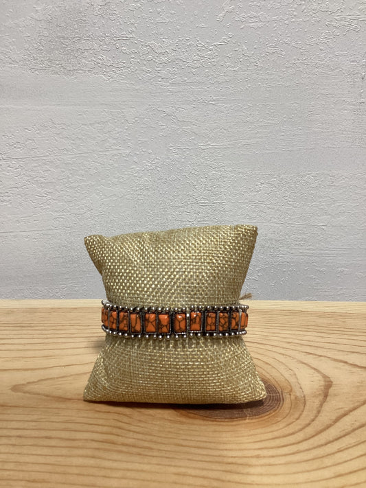 Faux Rectangle orange stretchy bracelet