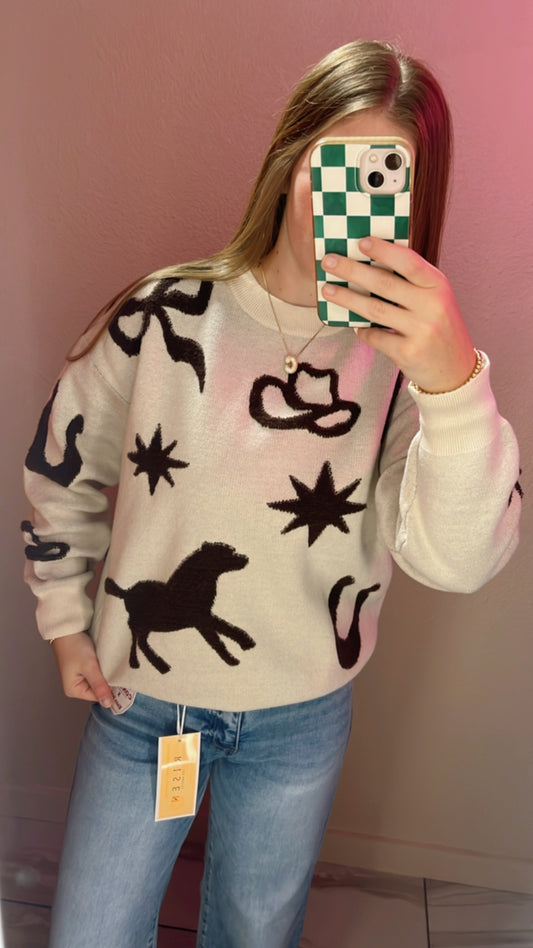Yee Haw Multi Print Sweater
