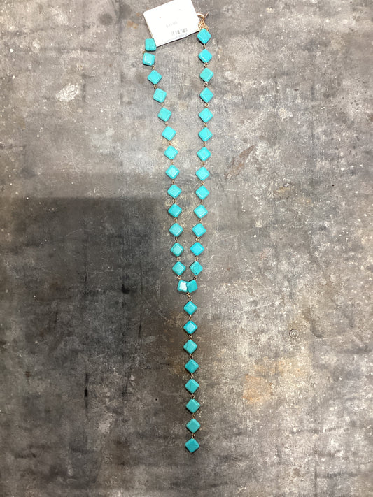 Faux Gold & Turquoise Lariat Necklace