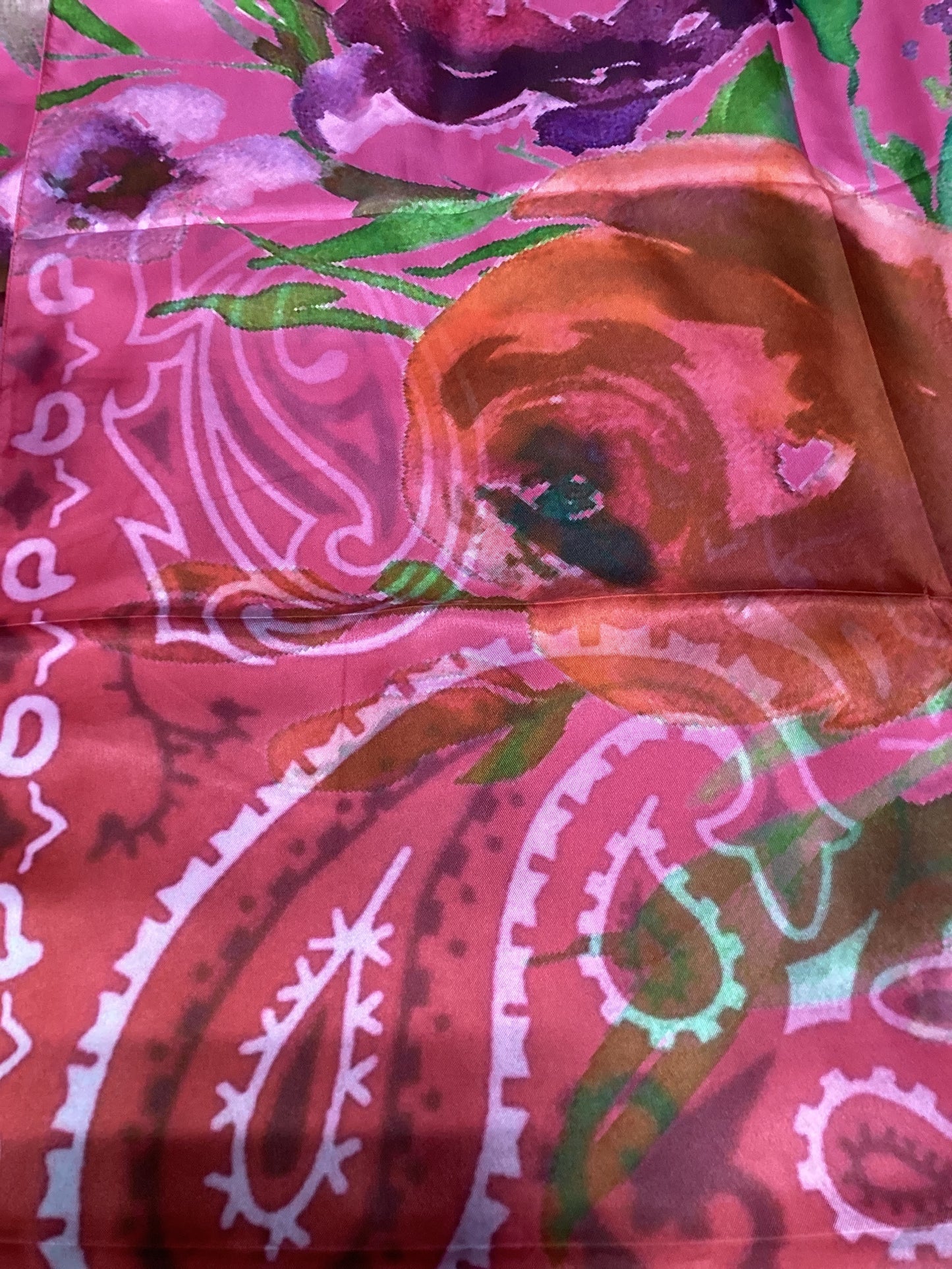 Pink Rose Floral Print Scarf