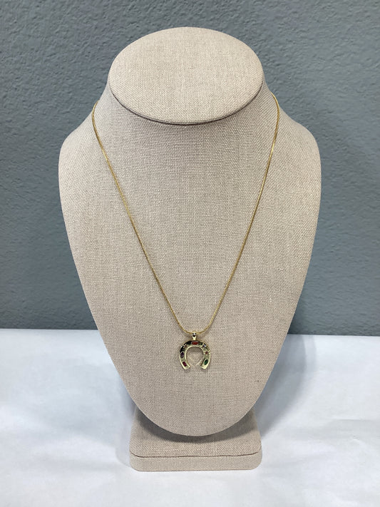 Colorful Crystal Horseshoe Necklace