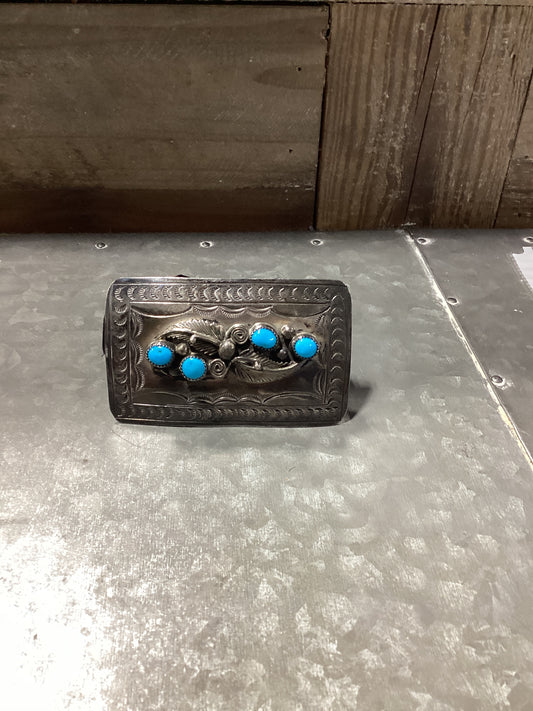 Sterling Silver Buckle w/4 TQ Stones