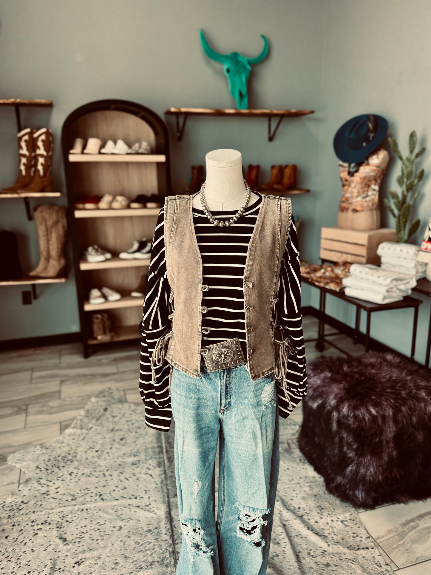 Cropped stripped long sleeve