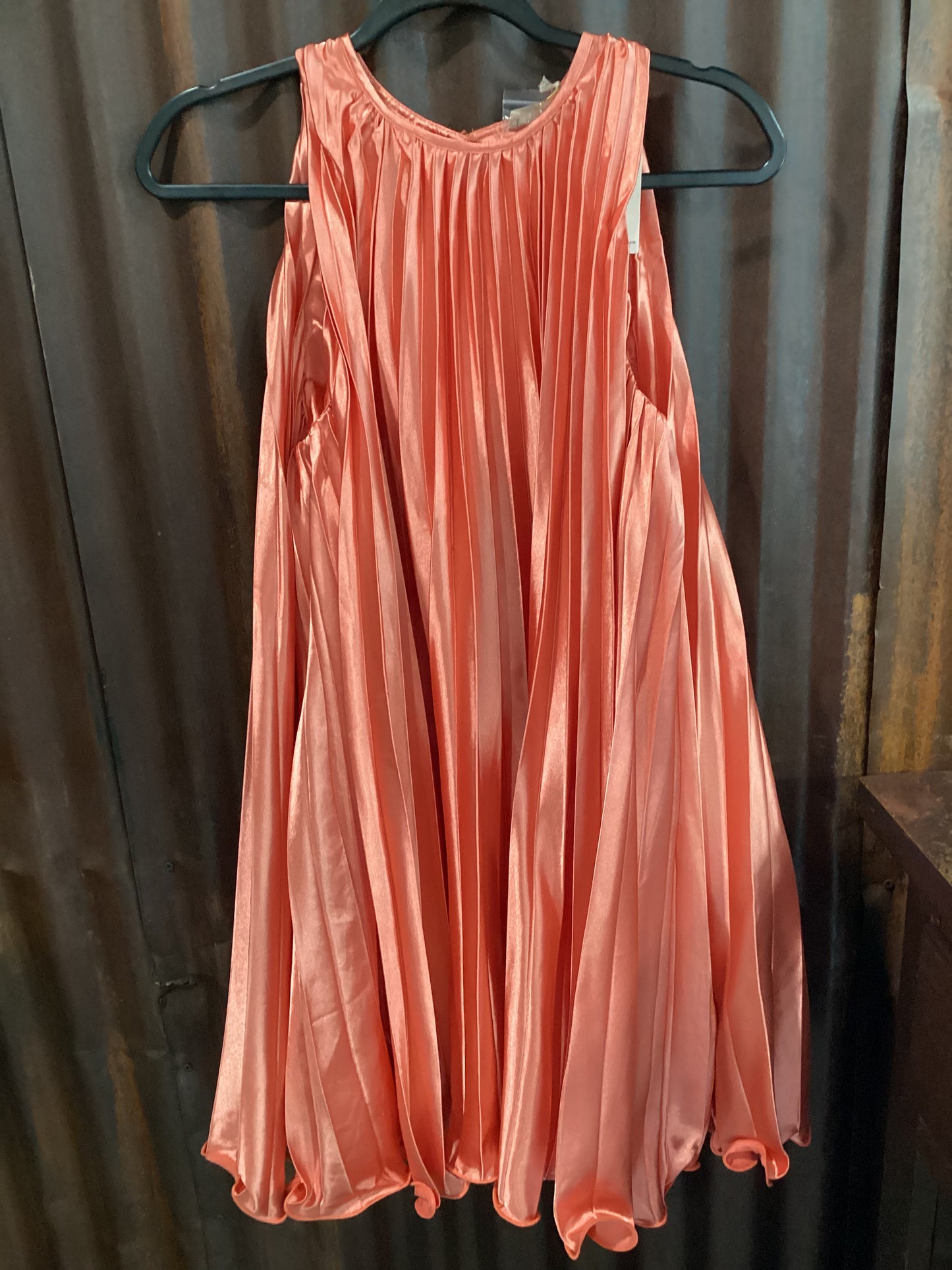 Sherbet coral pleated dress