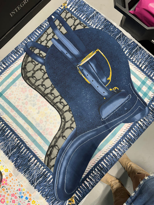 Blue Saddle Print Scarf