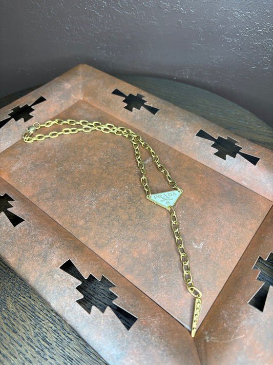PRADA Lariat Necklace White/Gold