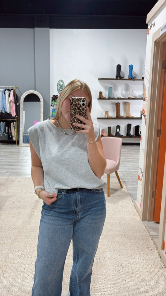 Heather Grey Shoulder Padded Tank